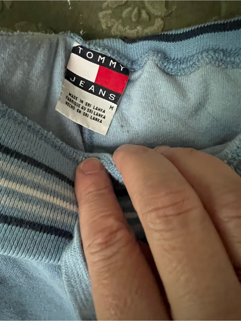 Tommy Hilfiger Light Blue skirt with Navy & White Striped Trim
